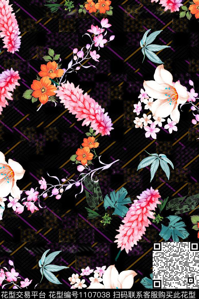 满版散花花卉数码华亿平台数码印花华亿平台下载（图片编号: 1107038） - 瓦栏（Walan）