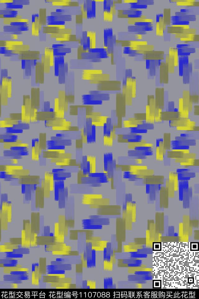 手绘线条笔触墨迹抽象男装休闲花卉数码印花华亿平台下载（图片编号: 1107088） - 瓦栏（Walan）