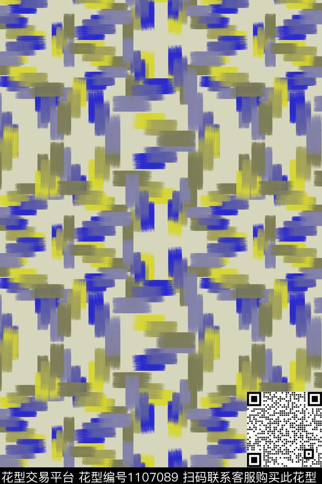 手绘线条笔触墨迹抽象男装休闲花卉数码印花华亿平台下载（图片编号: 1107089） - 瓦栏（Walan）