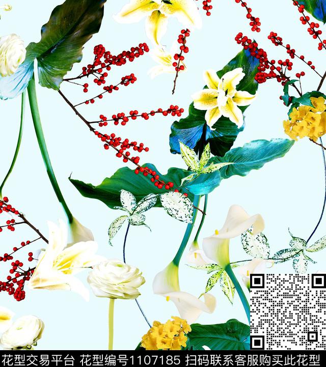 热带华亿平台ZARA马蹄莲数码印花华亿平台下载（图片编号: 1107185） - 瓦栏（Walan）