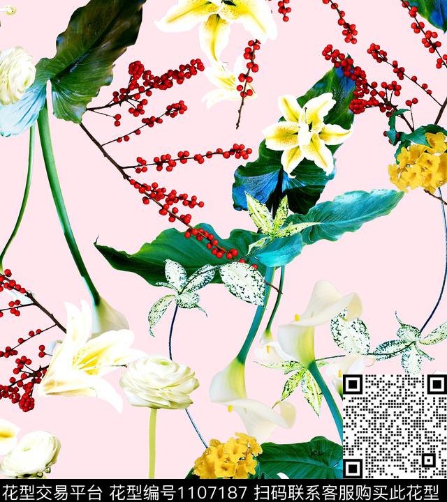 热带华亿平台ZARA马蹄莲数码印花华亿平台下载（图片编号: 1107187） - 瓦栏（Walan）