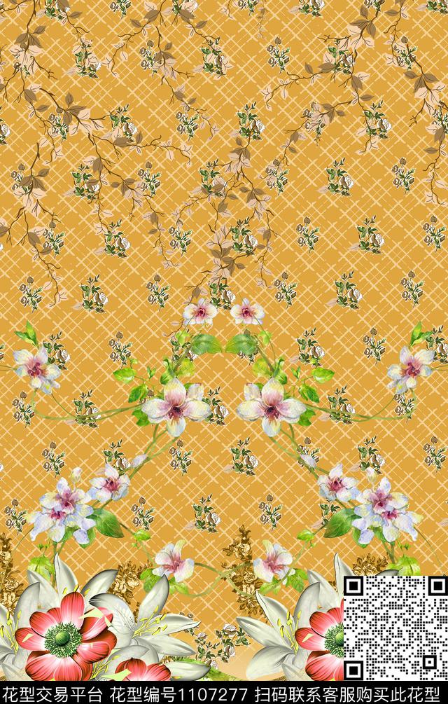 花卉桃花定位花数码印花华亿平台下载（图片编号: 1107277） - 瓦栏（Walan）