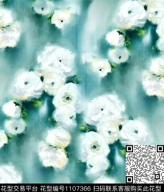 油画华亿平台手绘玫瑰艺术数码印花华亿平台下载（图片编号: 1107366） - 瓦栏（Walan）