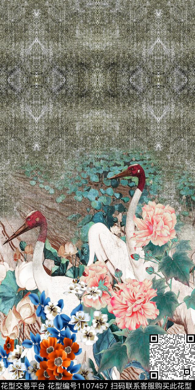 数码华亿平台定位花中国风定位花数码印花华亿平台下载（图片编号: 1107457） - 瓦栏（Walan）