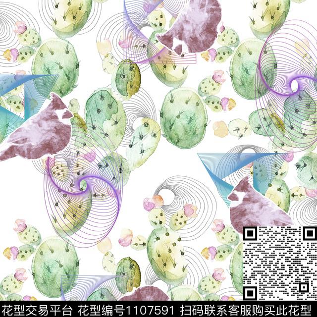 男装仙人掌几何数码印花华亿平台下载（图片编号: 1107591） - 瓦栏（Walan）