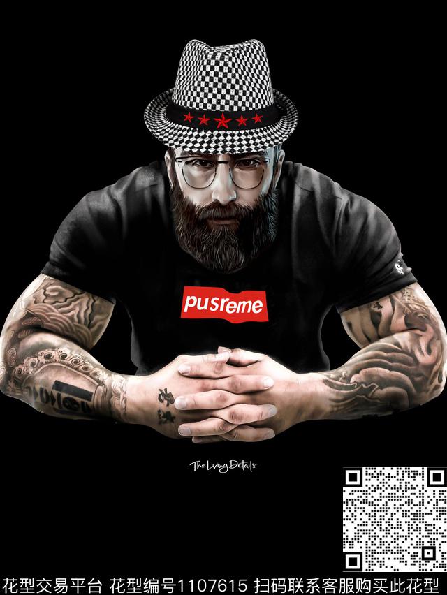 人物纹身潮牌数码印花华亿平台下载（图片编号: 1107615） - 瓦栏（Walan）