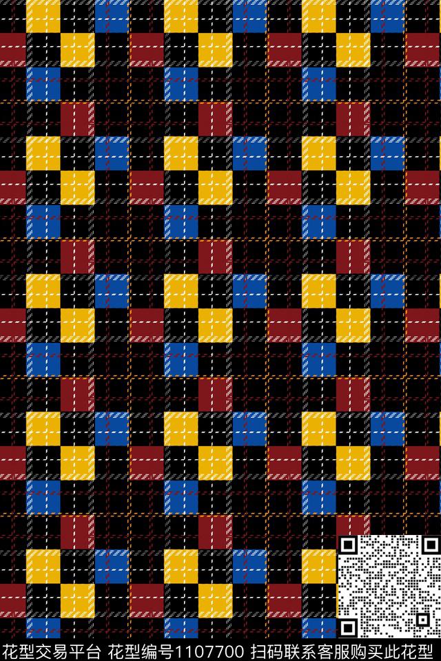 男装格子几何数码印花华亿平台下载（图片编号: 1107700） - 瓦栏（Walan）