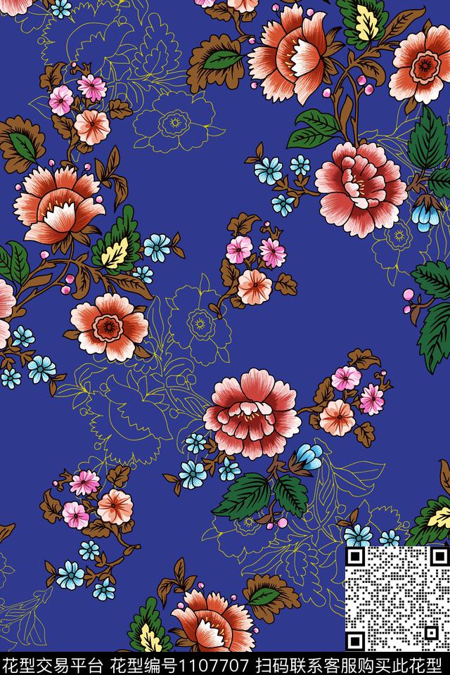 淑女复古大牌风数码印花华亿平台下载（图片编号: 1107707） - 瓦栏（Walan）