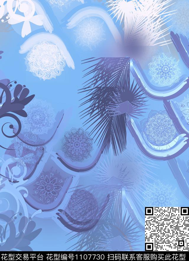 几何创意抽象数码印花华亿平台下载（图片编号: 1107730） - 瓦栏（Walan）