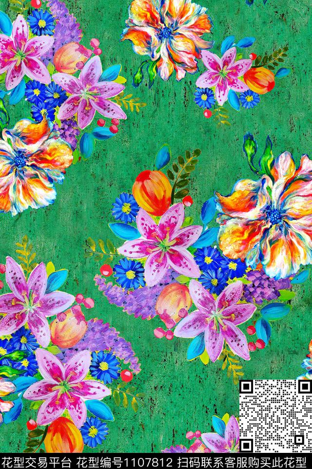 花卉肌理百合数码印花华亿平台下载（图片编号: 1107812） - 瓦栏（Walan）