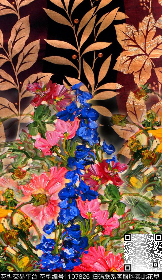 洋阳--定位定位油画花卉丝绸真丝数码印花华亿平台下载（图片编号: 1107826） - 瓦栏（Walan）