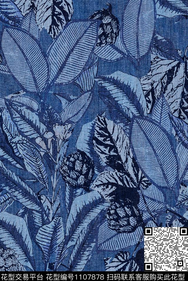 布纹牛仔水洗效果数码印花华亿平台下载（图片编号: 1107878） - 瓦栏（Walan）