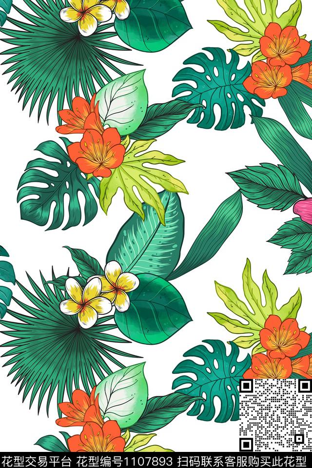 泳装绿植树叶热带华亿平台传统印花华亿平台下载（图片编号: 1107893） - 瓦栏（Walan）