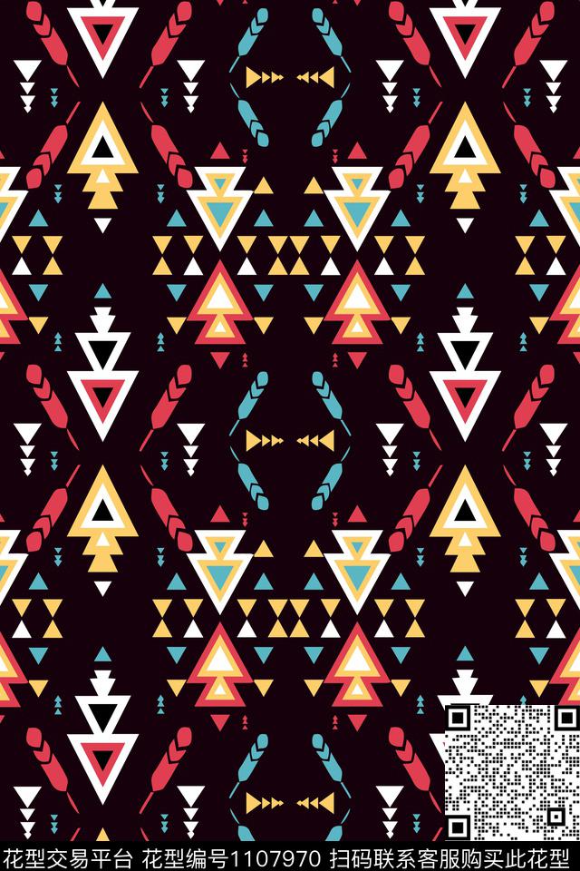 民族风几何阿兹特克数码印花华亿平台下载（图片编号: 1107970） - 瓦栏（Walan）