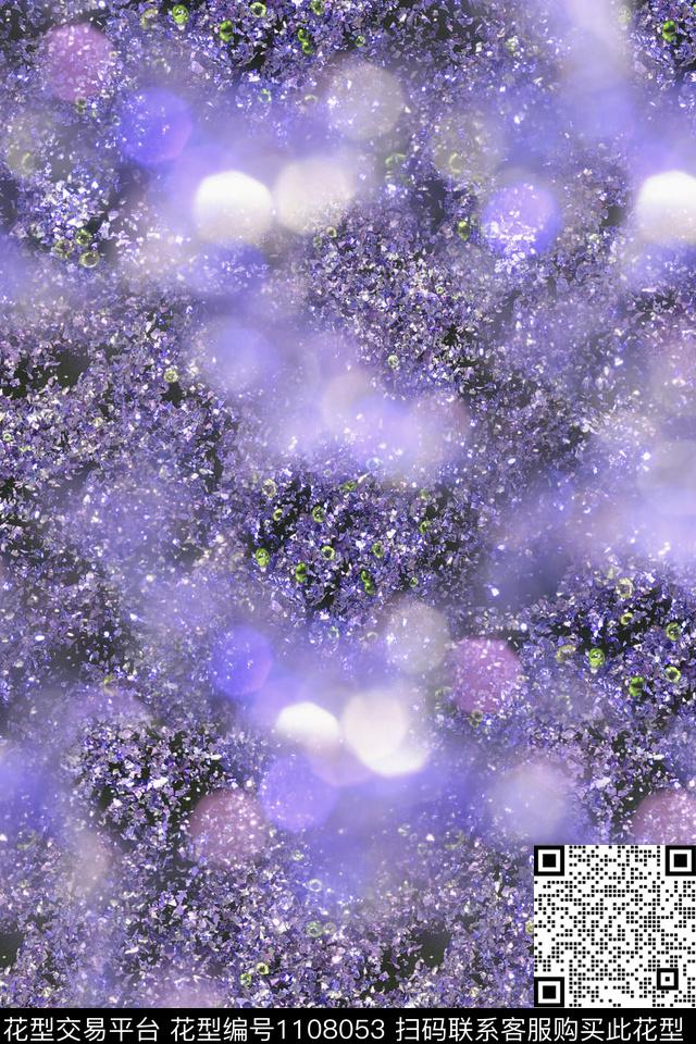 炫彩抽象清爽底花卉数码印花华亿平台下载（图片编号: 1108053） - 瓦栏（Walan）