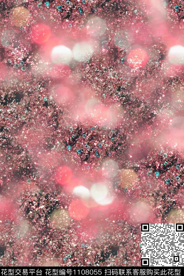 炫彩抽象清爽底花卉数码印花华亿平台下载（图片编号: 1108055） - 瓦栏（Walan）