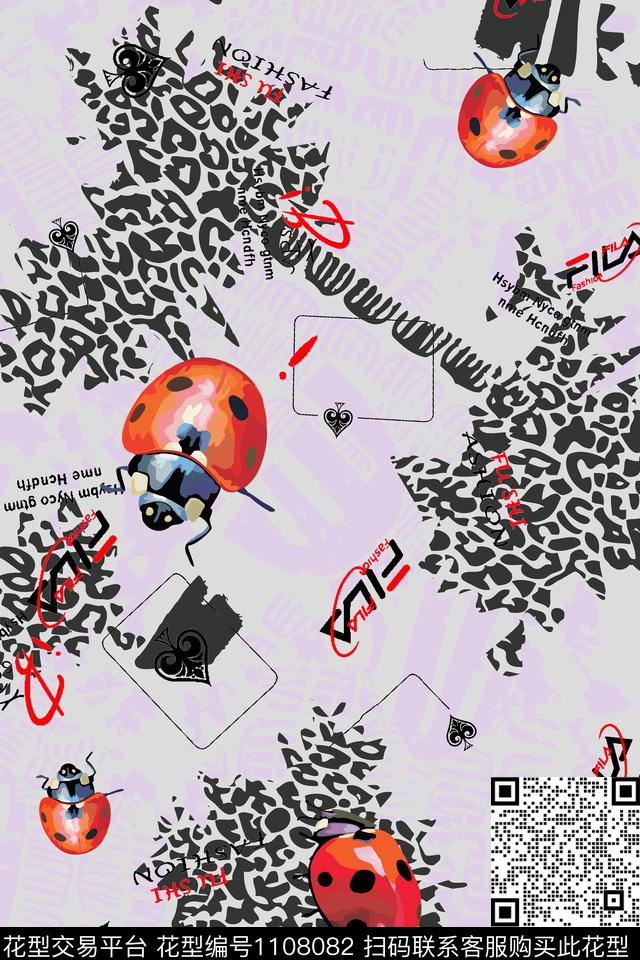 瓢虫趣味动物纹数码印花华亿平台下载（图片编号: 1108082） - 瓦栏（Walan）