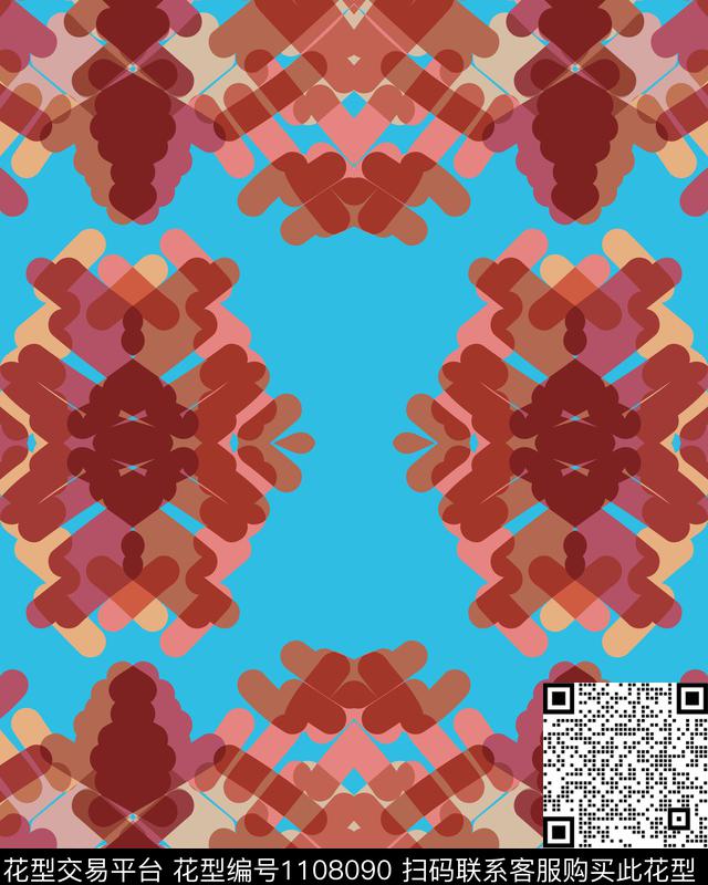 趣味潮牌抽象数码印花华亿平台下载（图片编号: 1108090） - 瓦栏（Walan）