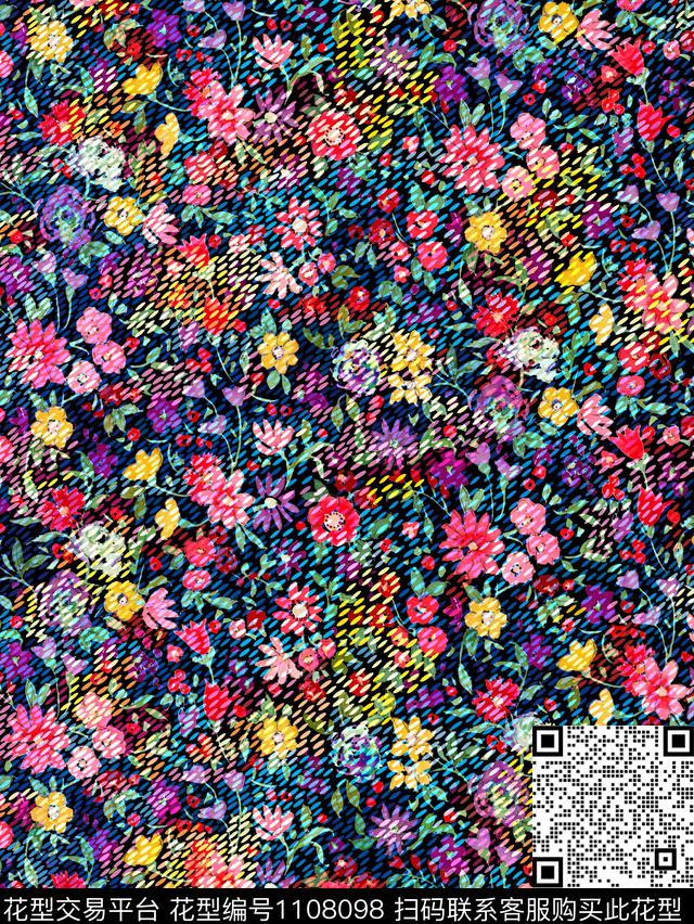 花卉小碎花水彩花卉数码印花华亿平台下载（图片编号: 1108098） - 瓦栏（Walan）
