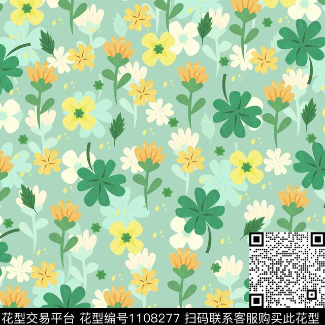 手绘花卉田园数码华亿平台数码印花华亿平台下载（图片编号: 1108277） - 瓦栏（Walan）