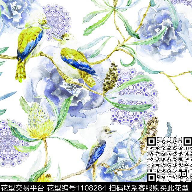 水彩花卉民族风几何数码印花华亿平台下载（图片编号: 1108284） - 瓦栏（Walan）