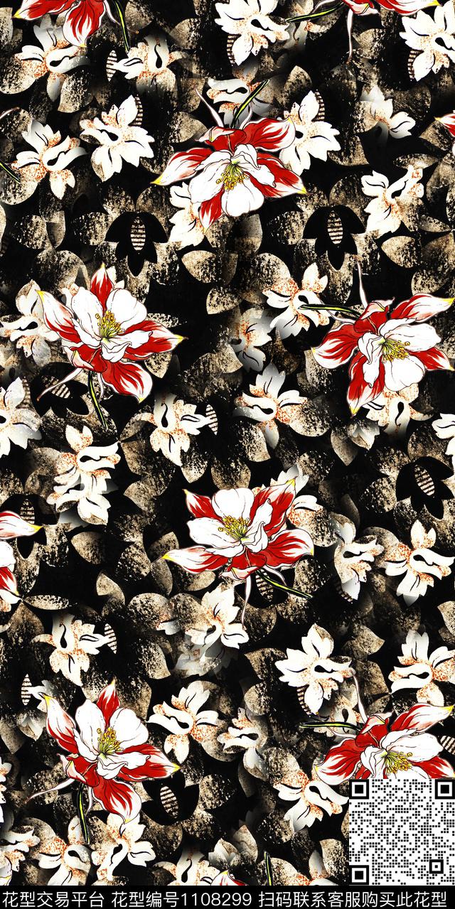 花卉数码华亿平台大牌风数码印花华亿平台下载（图片编号: 1108299） - 瓦栏（Walan）