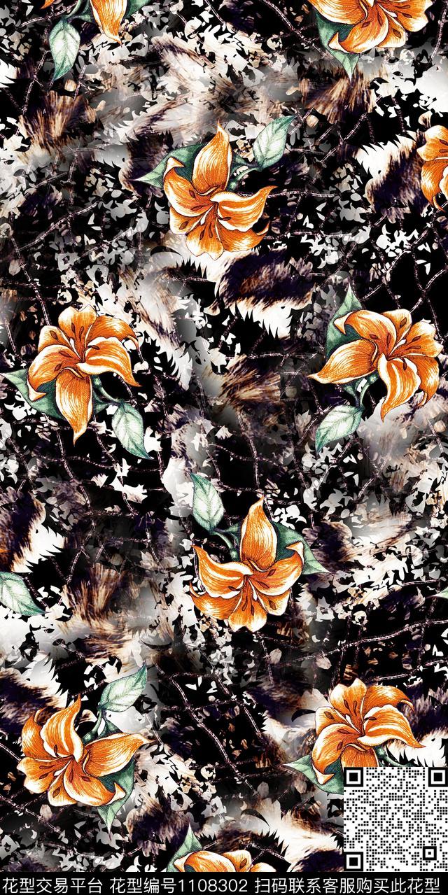 花卉数码华亿平台大牌风数码印花华亿平台下载（图片编号: 1108302） - 瓦栏（Walan）