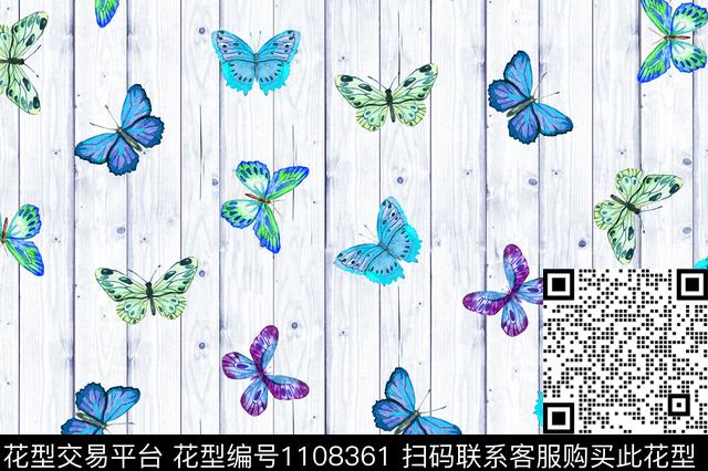 木纹肌理蝴蝶数码印花华亿平台下载（图片编号: 1108361） - 瓦栏（Walan）