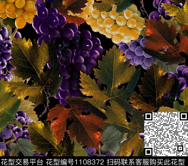 水果大牌风葡萄数码印花华亿平台下载（图片编号: 1108372） - 瓦栏（Walan）