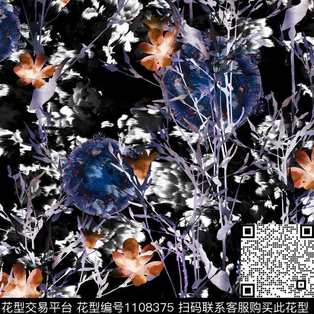 花卉肌理抽象数码印花华亿平台下载（图片编号: 1108375） - 瓦栏（Walan）