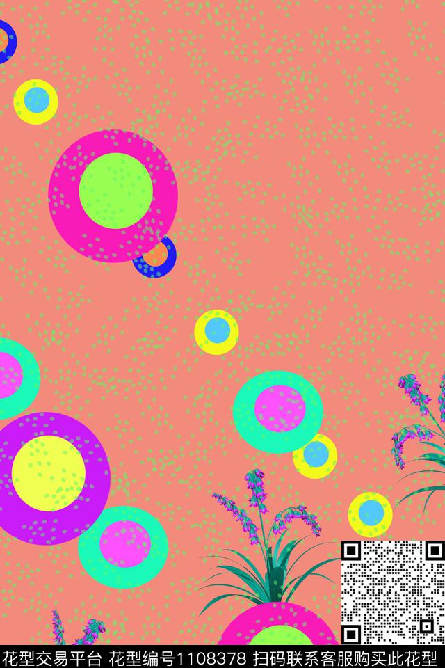 花卉绿植树叶几何传统印花华亿平台下载（图片编号: 1108378） - 瓦栏（Walan）