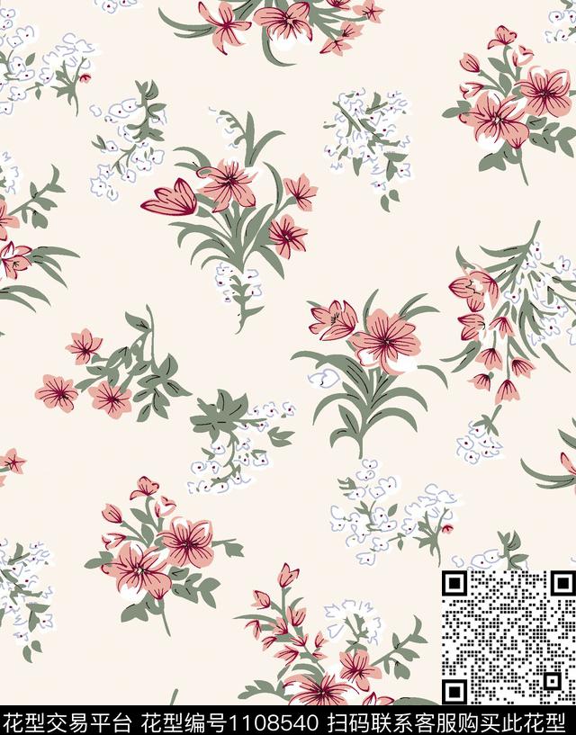 花卉小碎花复古传统印花华亿平台下载（图片编号: 1108540） - 瓦栏（Walan）