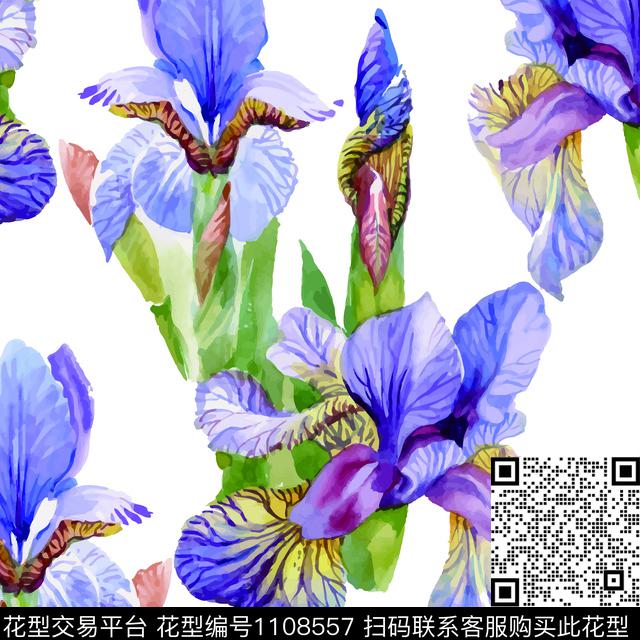 花卉手绘大花满版散花数码印花华亿平台下载（图片编号: 1108557） - 瓦栏（Walan）