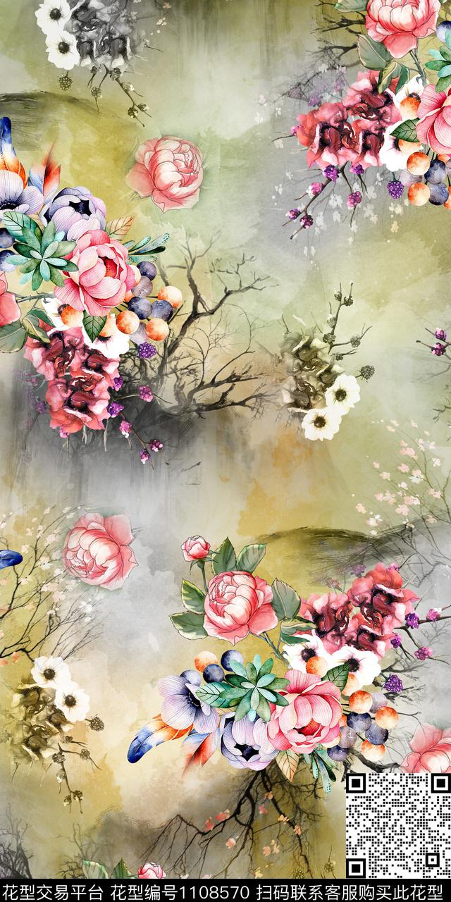 大牌风烂花华亿平台淑女数码印花华亿平台下载（图片编号: 1108570） - 瓦栏（Walan）