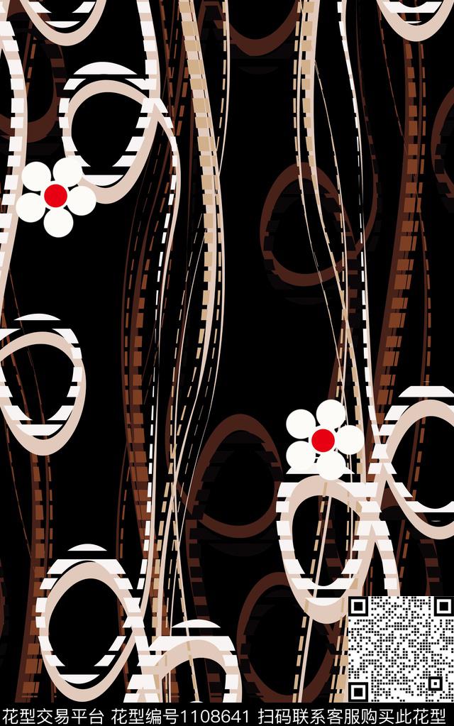 几何线条抽象传统印花华亿平台下载（图片编号: 1108641） - 瓦栏（Walan）