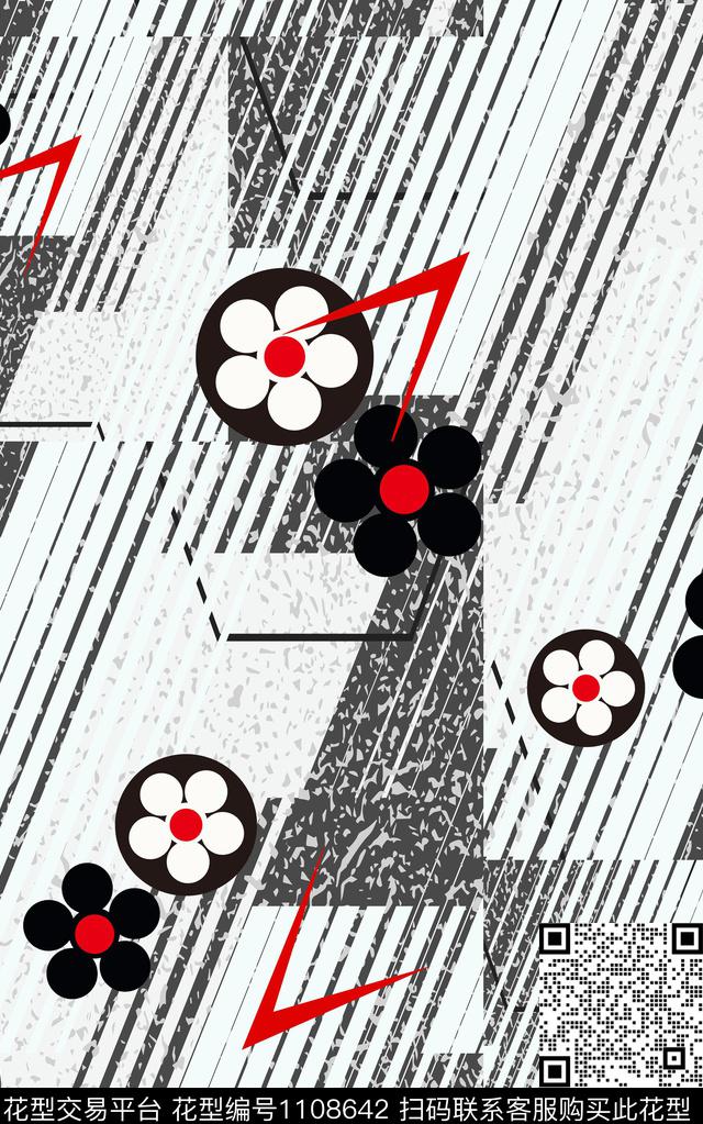 几何线条抽象传统印花华亿平台下载（图片编号: 1108642） - 瓦栏（Walan）