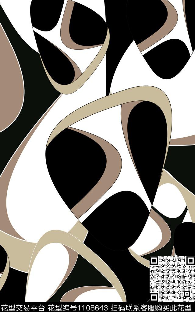 几何线条抽象传统印花华亿平台下载（图片编号: 1108643） - 瓦栏（Walan）