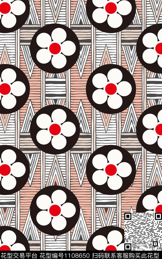 几何线条抽象传统印花华亿平台下载（图片编号: 1108650） - 瓦栏（Walan）