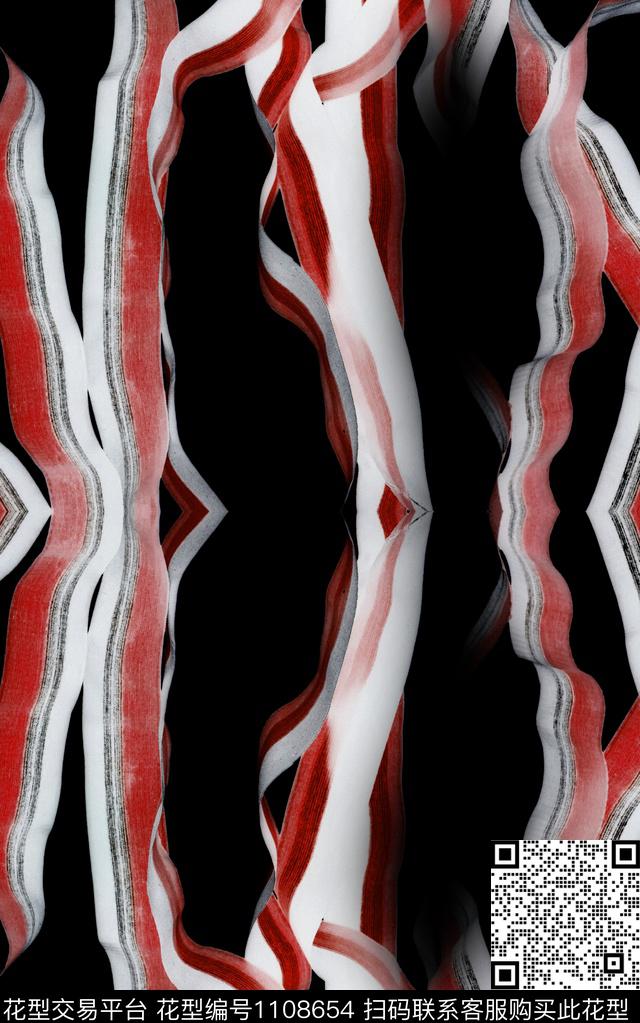 笔触几何线条传统印花华亿平台下载（图片编号: 1108654） - 瓦栏（Walan）