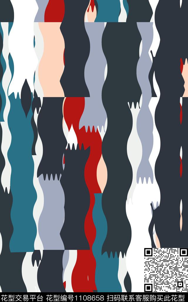 几何线条抽象传统印花华亿平台下载（图片编号: 1108658） - 瓦栏（Walan）