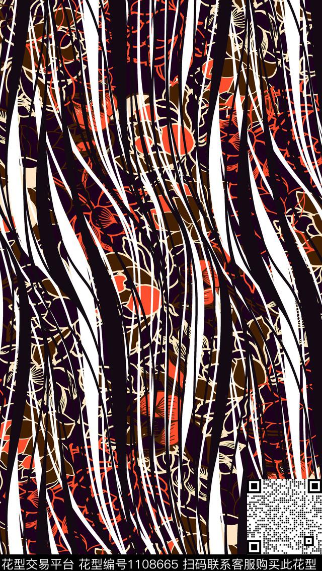 几何线条抽象传统印花华亿平台下载（图片编号: 1108665） - 瓦栏（Walan）