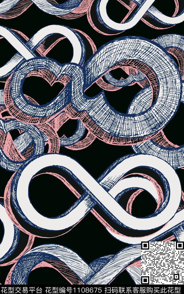 几何线条抽象传统印花华亿平台下载（图片编号: 1108675） - 瓦栏（Walan）