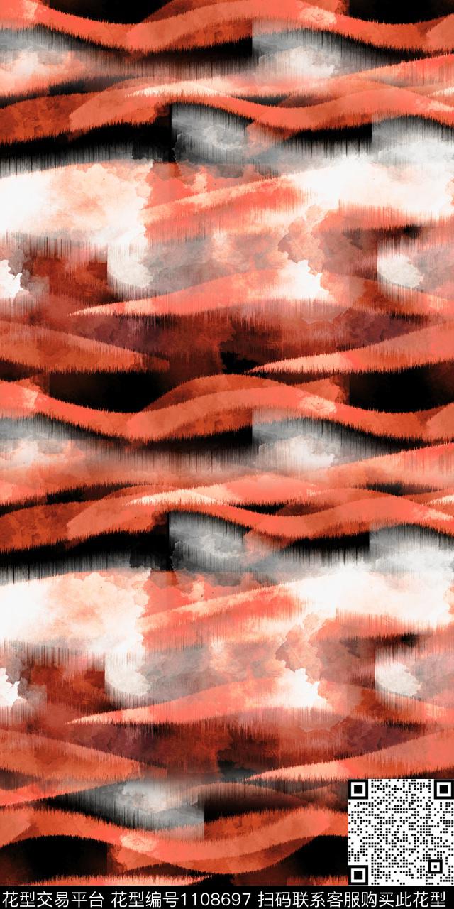 肌理水彩花卉水墨风数码印花华亿平台下载（图片编号: 1108697） - 瓦栏（Walan）