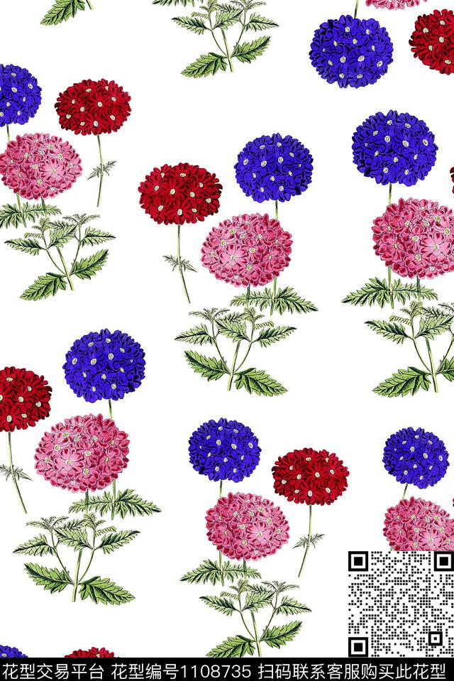 女装绣球花手绘花卉数码印花华亿平台下载（图片编号: 1108735） - 瓦栏（Walan）