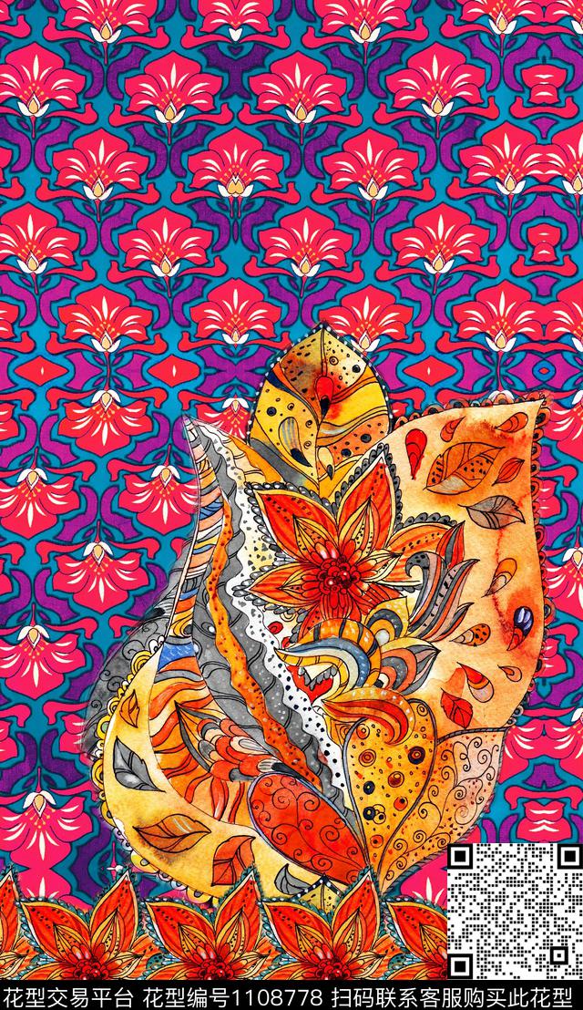 民族风数码华亿平台定位花数码印花华亿平台下载（图片编号: 1108778） - 瓦栏（Walan）