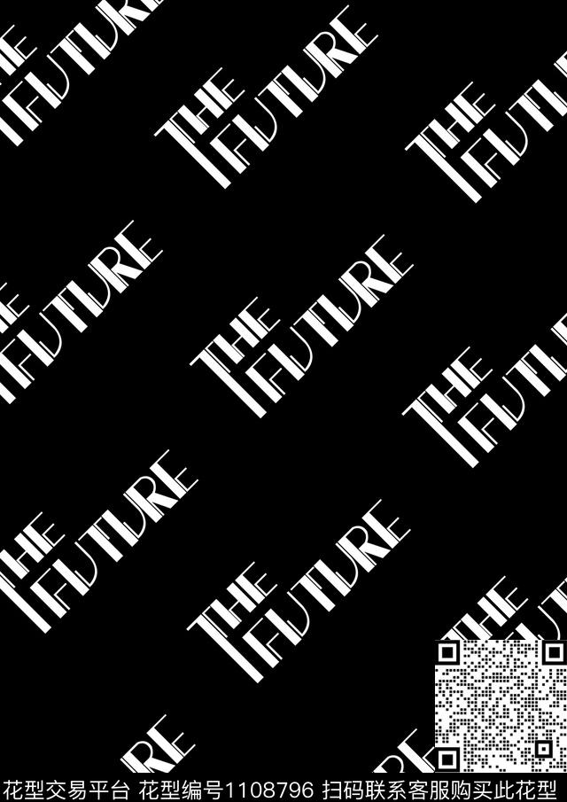 几何字母抽象数码印花华亿平台下载（图片编号: 1108796） - 瓦栏（Walan）