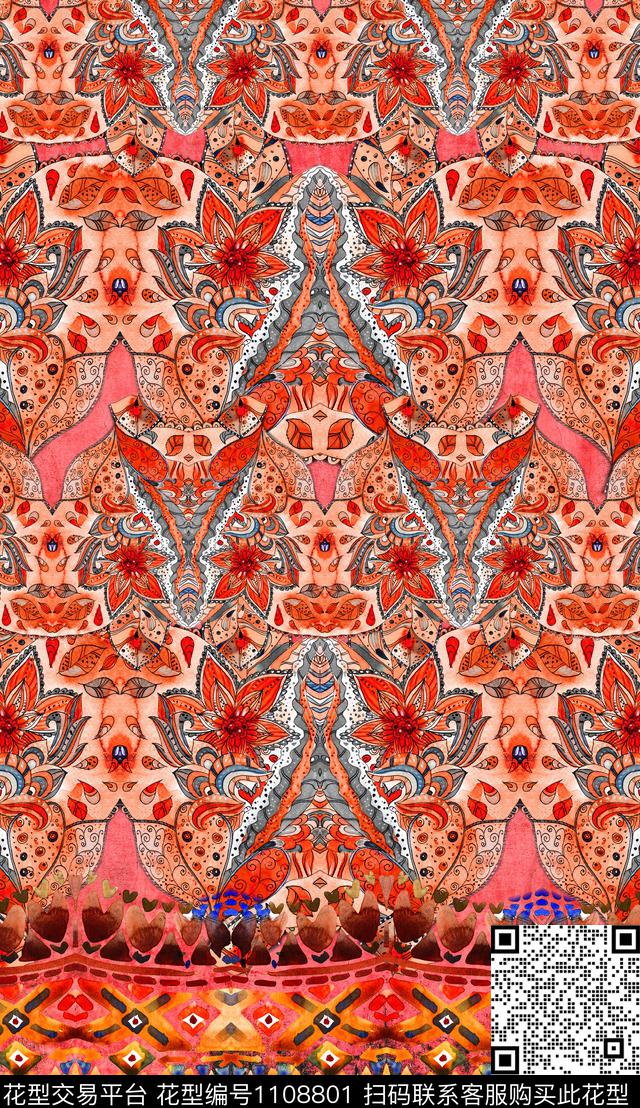 民族风数码华亿平台定位花数码印花华亿平台下载（图片编号: 1108801） - 瓦栏（Walan）