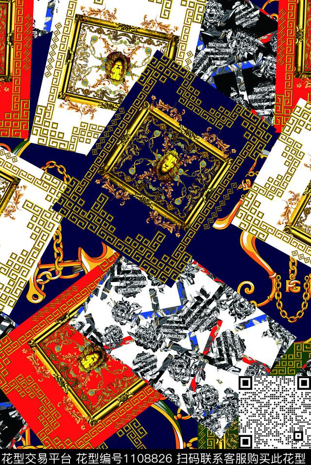 大牌风宫廷风欧美数码印花华亿平台下载（图片编号: 1108826） - 瓦栏（Walan）