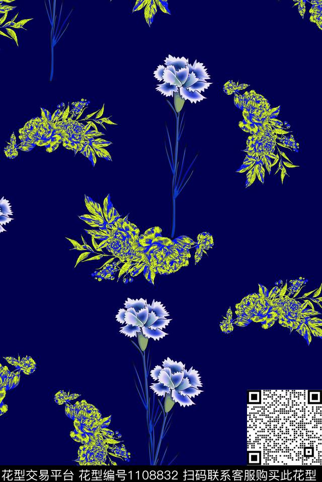 花卉女装花满版散花数码印花华亿平台下载（图片编号: 1108832） - 瓦栏（Walan）