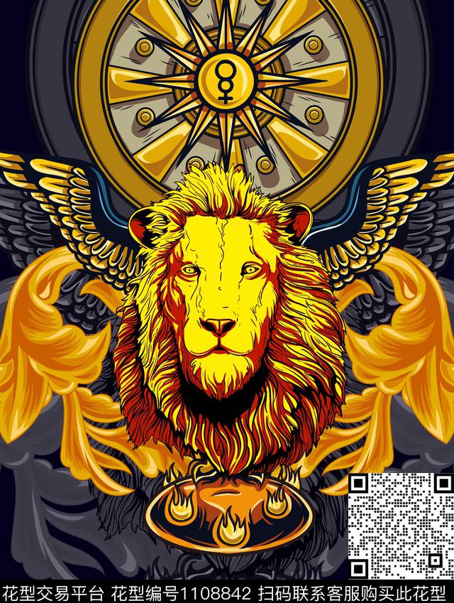 大牌风狮子大牌男装数码印花华亿平台下载（图片编号: 1108842） - 瓦栏（Walan）